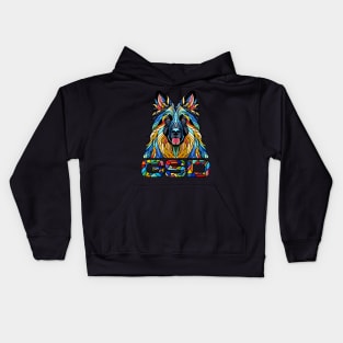 German Shepherd - Colorful Mosaic Art Kids Hoodie